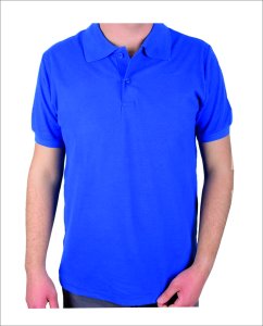 Saks Mavi Polo Yaka Tişört Pamuklu Premium