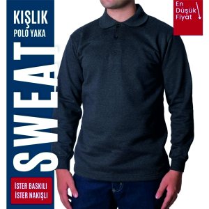 Polo Yaka Sweat Füme