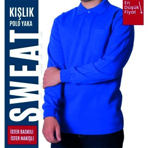 Polo Yaka Sweat Saks Mavi
