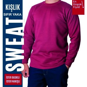 Sıfır Yaka Sweat Bordo