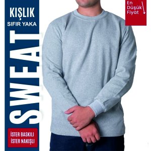 Sıfır Yaka Sweat Gri