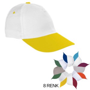 Beyaz-Sarı Polyester Şapka