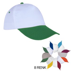 Beyaz-Yeşil Polyester Şapka