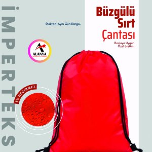 Kırmızı Büzgülü Sırt Çantası